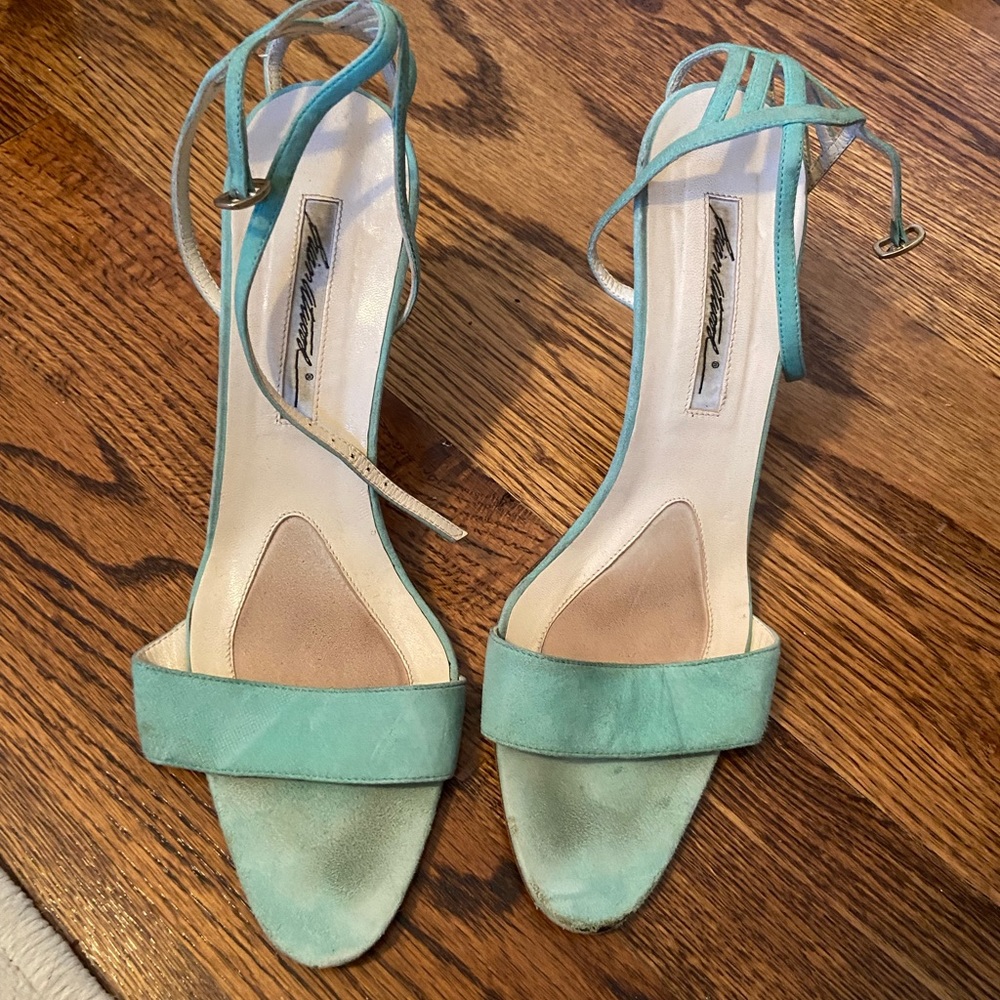 Brian Atwood baby blue kitten heel. In good condition!